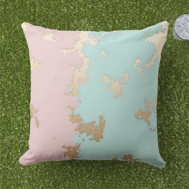 Populär Rödröd Rosa Mint Guld Lyx Kollektion Kudde (Gräs)