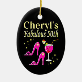 POPULAR ROSA 50:E BIRTHDAY DIVA DESIGN JULGRANSPRYDNAD KERAMIK