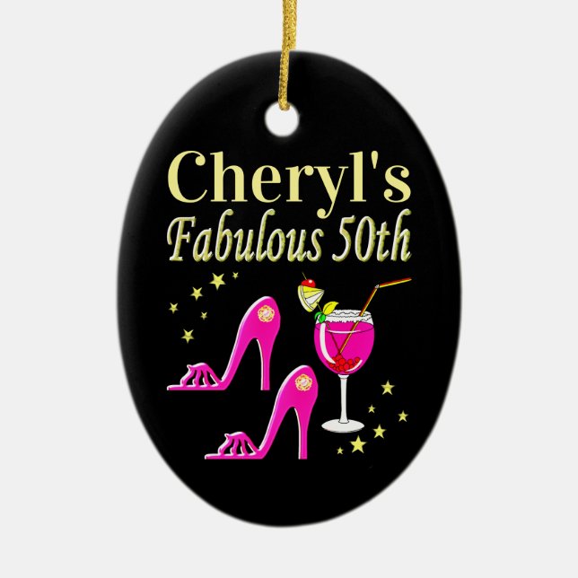 POPULAR ROSA 50:E BIRTHDAY DIVA DESIGN JULGRANSPRYDNAD KERAMIK (Framsidan)