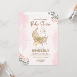 Popular Rosa and Brown Baby Shower-inbjudan Inbjudningar