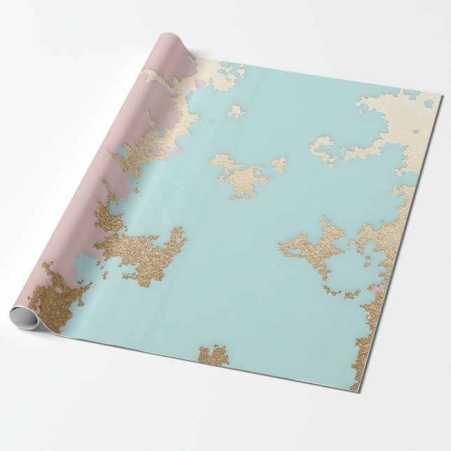 Populär Rosa Mint Guld Lyx Kollektion Presentpapper (Utrullad)