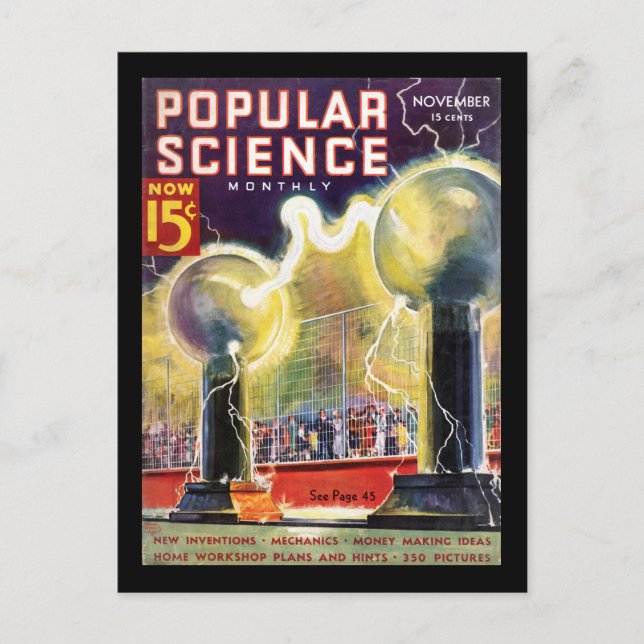 Popular Science Monthly, November 1936_Pulp Art Vykort (Framsida)