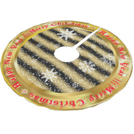 Populär snöflake Guld Glitter Black Julgransmatta Borstad Polyester