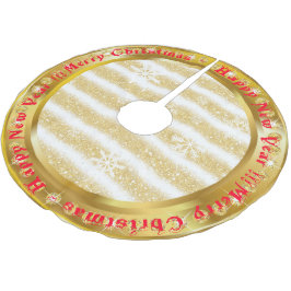 Populär snöflake Guld Glitter White Julgransmatta Borstad Polyester