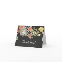 Populär svart tavla blomster tack kort