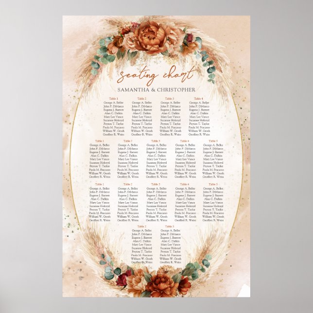 Populär terakotta burgundy blommigt eucalyptus sag poster (Framsidan)