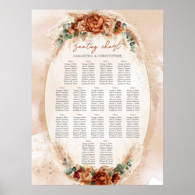 Populär terakotta burgundy blommigt eucalyptus sag poster (Framsidan)