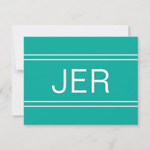 Populär Turkos Personlig Monogram Initialbokstav Anteckningskort