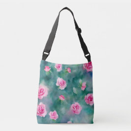 Populära besökta vattenfärgssamlingen Rosa ros Axelväska