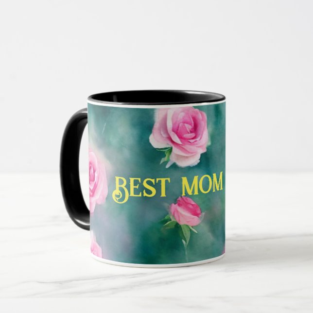 Populära besökta vattenfärgssamlingen Rosa ros Mugg (Framsida vänster)