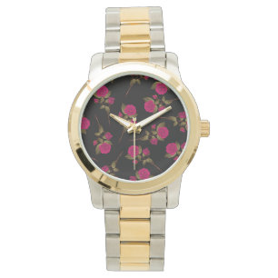 Populära Blommigten Luxury Rosa ros Armbandsur