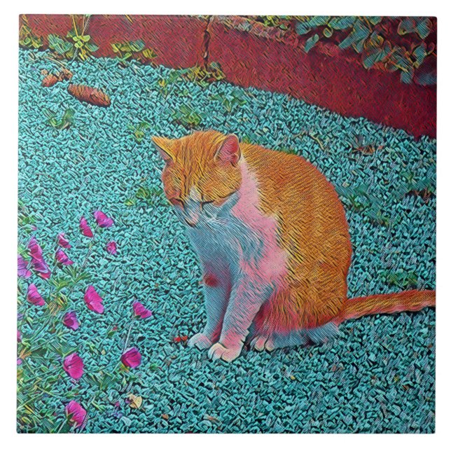 populära djur - Katt Kakelplatta (Framsidan)