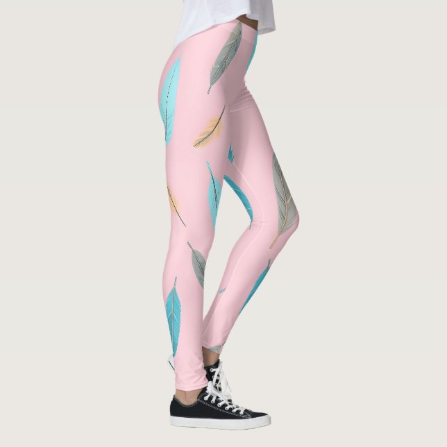 Populära Fjädrar Lyx Boho Kollektion Leggings (Höger)