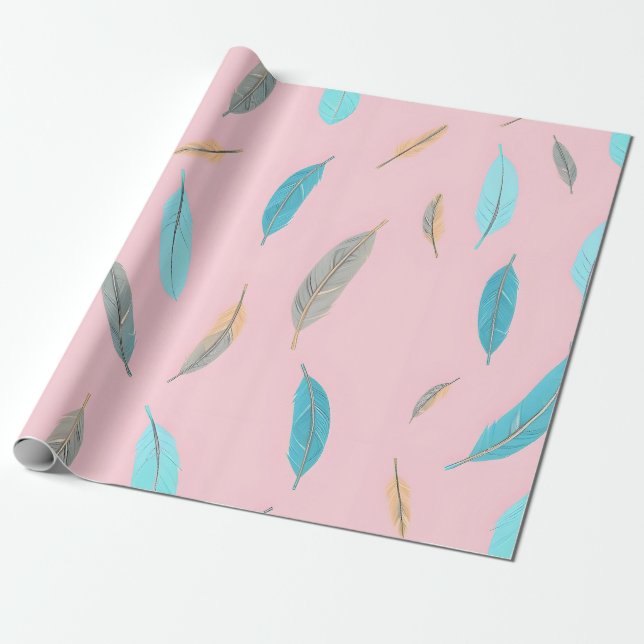 Populära Fjädrar Lyx Boho Kollektion Presentpapper (Utrullad)