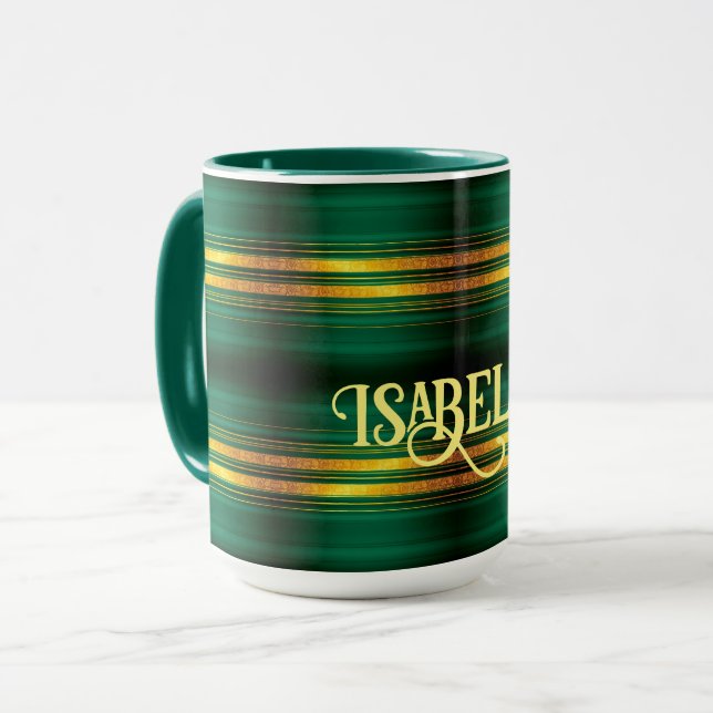 Populära Grönt Guld Luxury Linen Struktur Collecti Mugg (Framsida vänster)