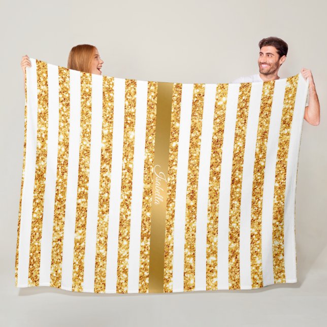 Populära insamlingen av guld Vågrät Glitter Boho Fleecefilt (På plats)