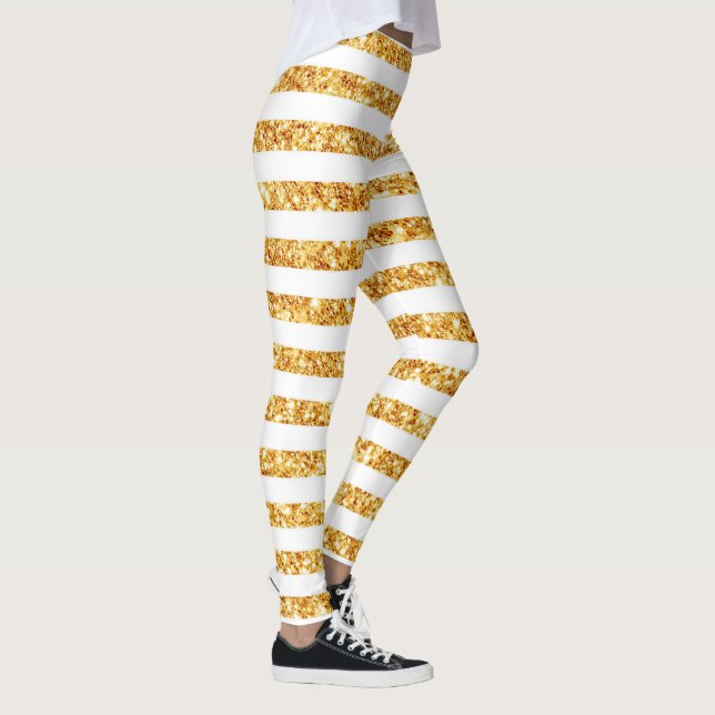 Populära insamlingen av guld Vågrät Glitter Boho Leggings (Höger)