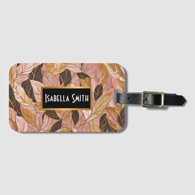 Populära insamlingen av Löv för  Rosa Guld Boho Bagagebricka (Framsida horisontal)