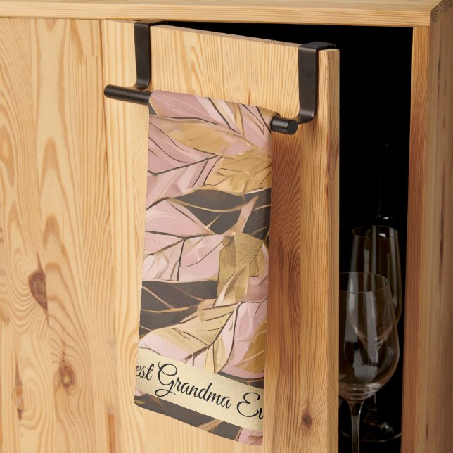 Populära insamlingen av Löv för  Rosa Guld Boho Kökshandduk (Thirds Fold)