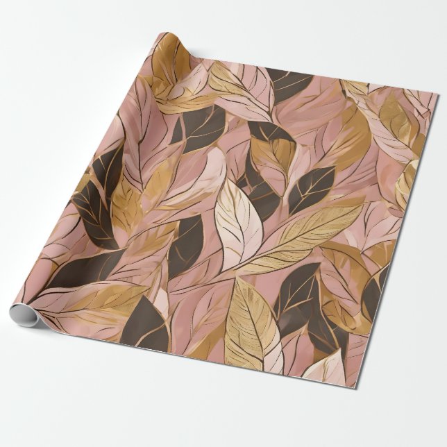 Populära insamlingen av Löv för  Rosa Guld Boho Presentpapper (Utrullad)