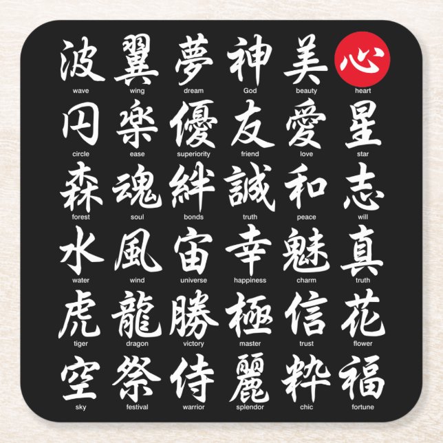 Populära japanska kanji underlägg papper kvadrat (Framsidan)
