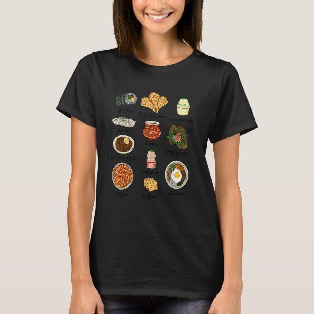 Populära koreanska Food Kimchi Bibimbap Food Älska T Shirt (Framsida)