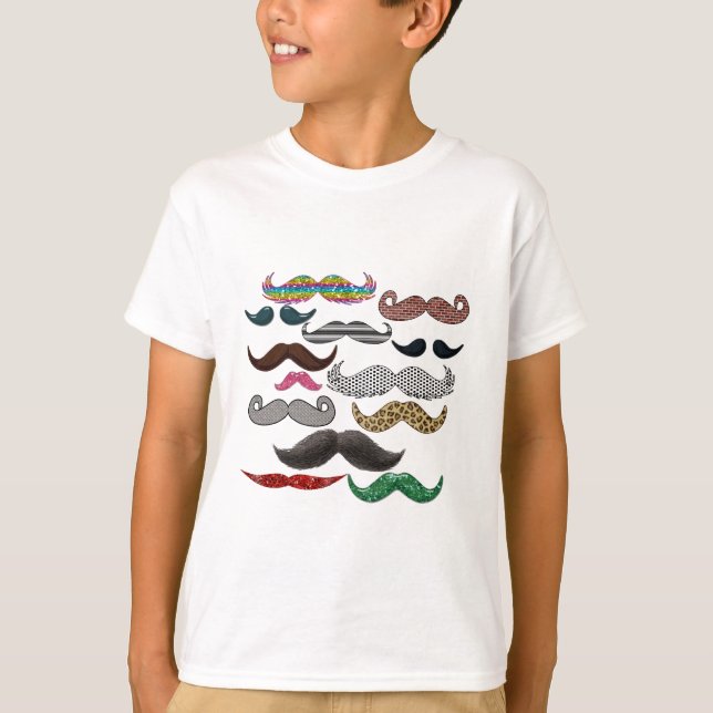 Populära mustaschCollagemustascher tillfogar T Shirt (Framsida)