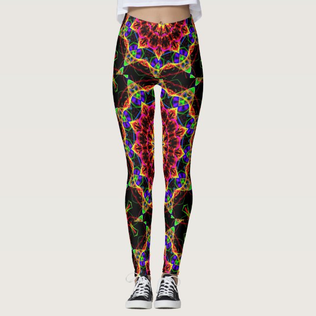 Populära Psykedeliska Mönster Leggings (Framsida)