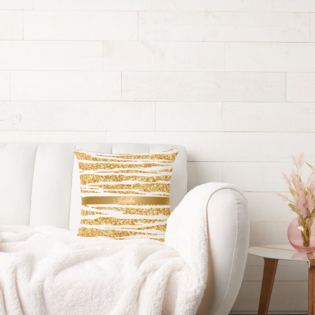 Populära tigersamlingar i guld White Glitter Boho Kudde (Soffa)