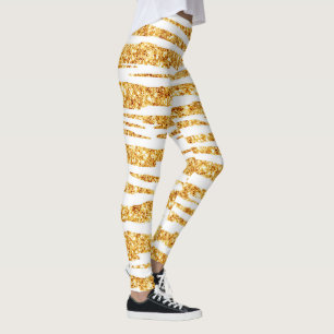 Populära tigersamlingar i guld White Glitter Boho Leggings