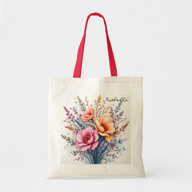 Populära Vildblommor Vacker Lyxig Kollektion Tygkasse (Framsidan)