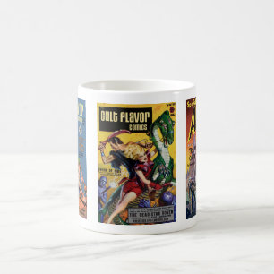 Populärkultur för bakomliggande sci-Fi Retro i bak Kaffemugg