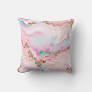 Populärsamling för ljusblå Rosa Agate Marble Popul Kudde