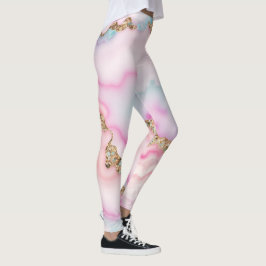 Populärsamling för ljusblå Rosa Agate Marble Popul Leggings