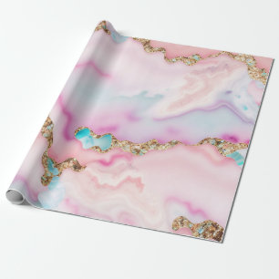 Populärsamling för ljusblå Rosa Agate Marble Popul Presentpapper