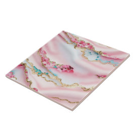 Populärsamling för ljusblå Rosa, marmor Agate Kakelplatta