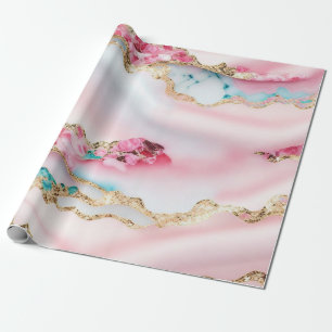 Populärsamling för ljusblå Rosa, marmor Agate Presentpapper