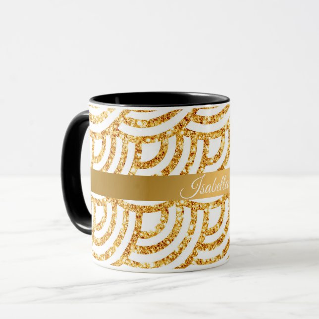 Populärsamling för Wave Guld Sol Glitter Boho Mugg (Framsida vänster)