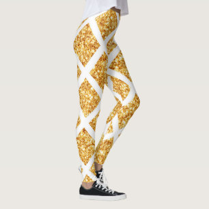 Populärsamling i Honeycomb Guld Glitter Boho Leggings