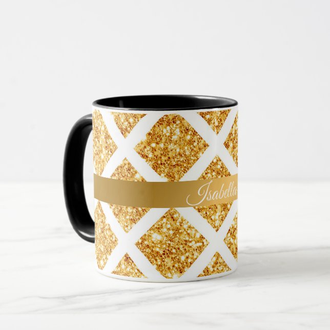 Populärsamling i Honeycomb Guld Glitter Boho Mugg (Framsida vänster)