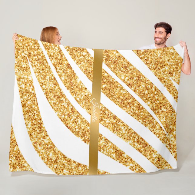 Populärsamling i Wave Sea Guld Glitter Boho Fleecefilt (På plats)