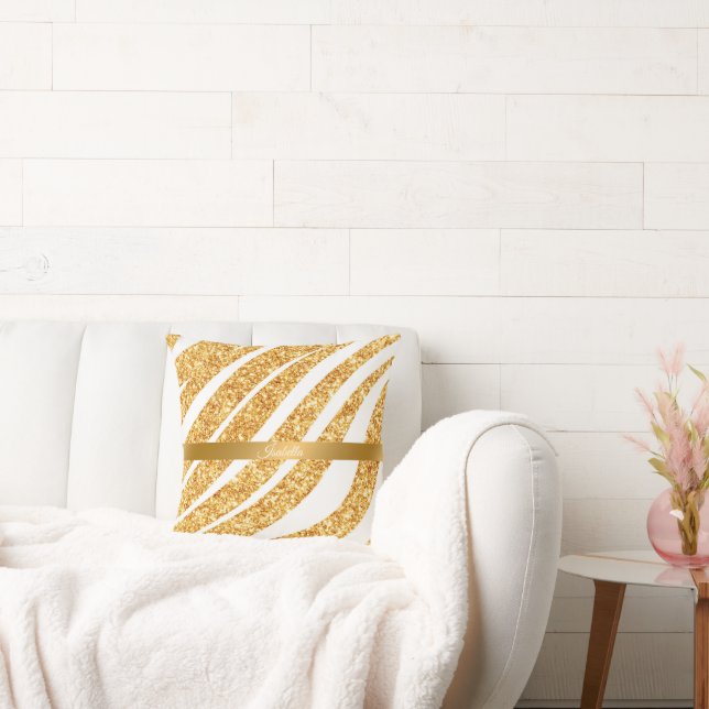 Populärsamling i Wave Sea Guld Glitter Boho Kudde (Soffa)