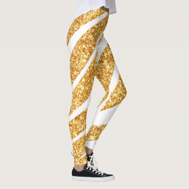 Populärsamling i Wave Sea Guld Glitter Boho Leggings (Höger)