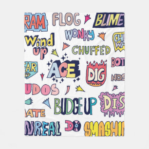 Populärt English Language Slang Ord Doodle Brev Fleecefilt