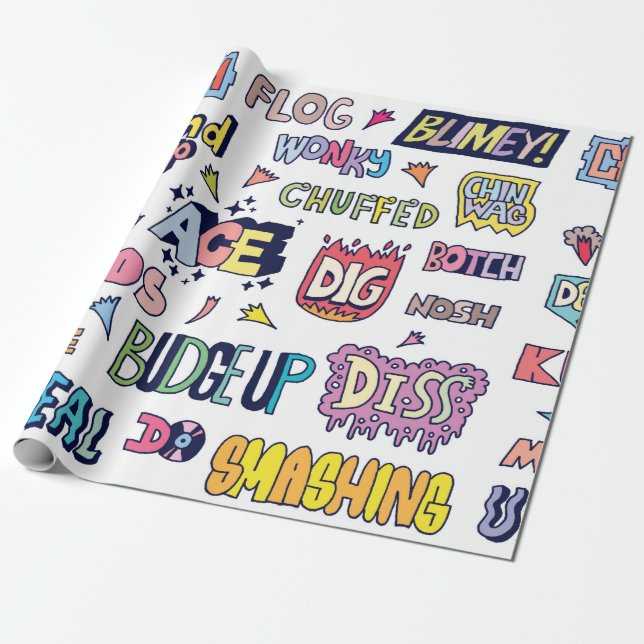 Populärt English Language Slang Ord Doodle Brev Presentpapper (Utrullad)