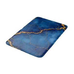 Populärt Royal Blå Guld marble Collection Badrumsmatta