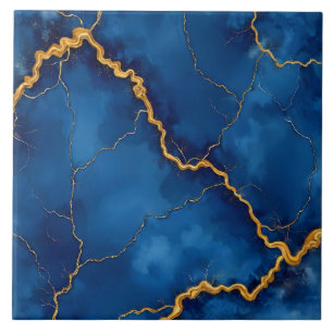 Populärt Royal Blå Guld marble Collection Kakelplatta