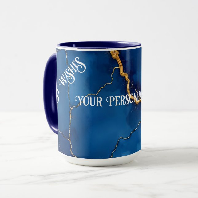 Populärt Royal Blå Guld marble Collection Mugg (Framsida vänster)