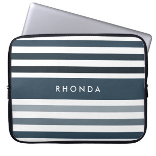 Populärt stort Rand med Namn i djupt blått Laptop Sleeve