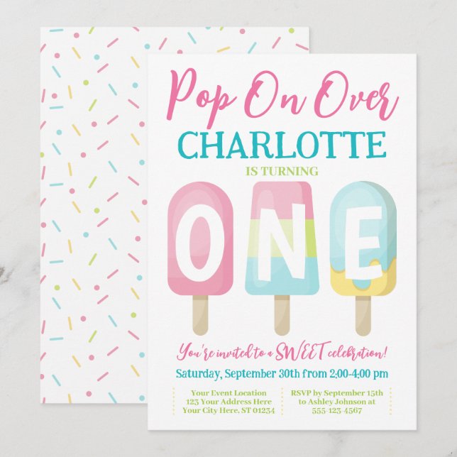 Population 1:a födelsedagsinbjudan, popup on over inbjudningar (Fram/baksida)